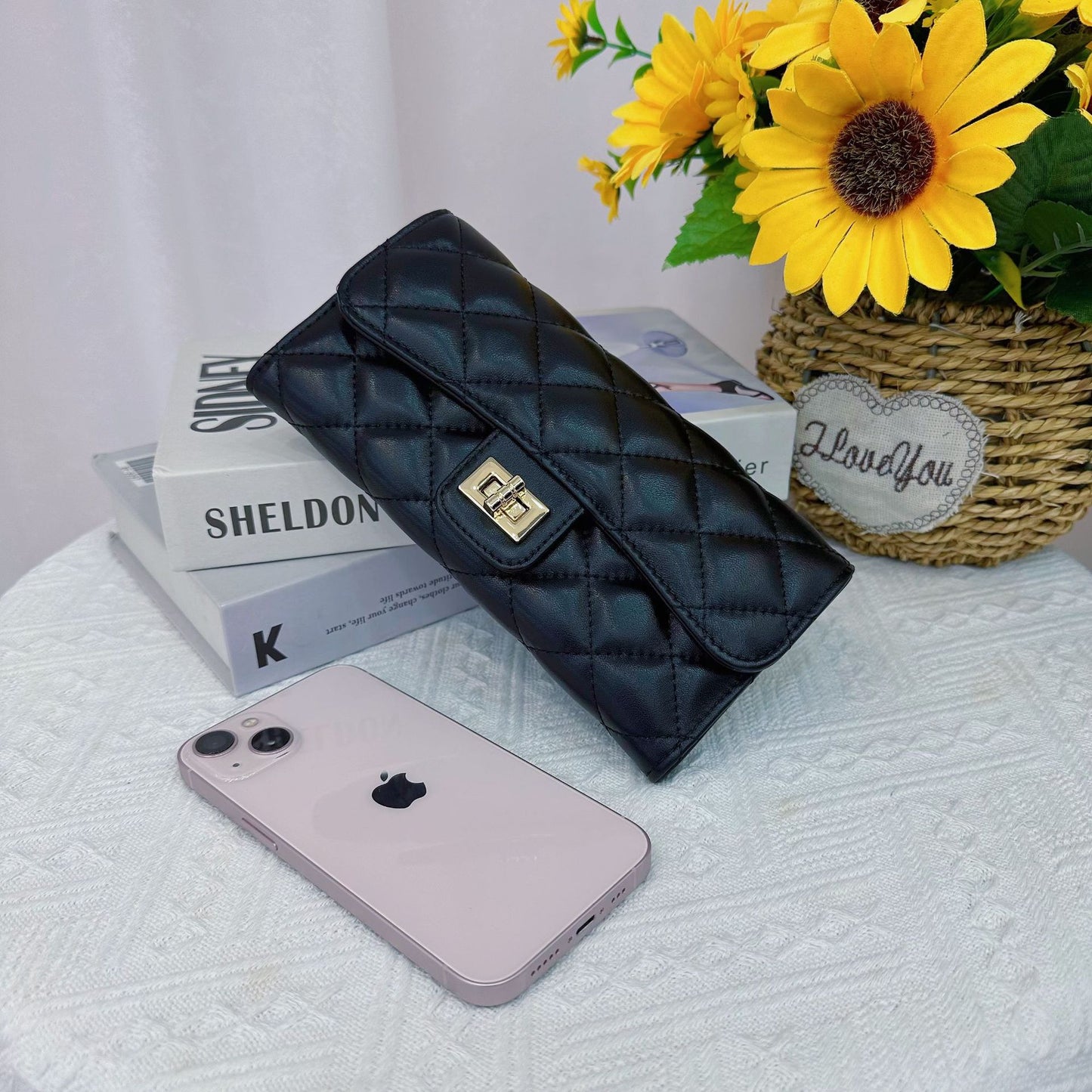 Sheepskin Female Rhombus Niche Long Fashion Genuine Coin Purses
