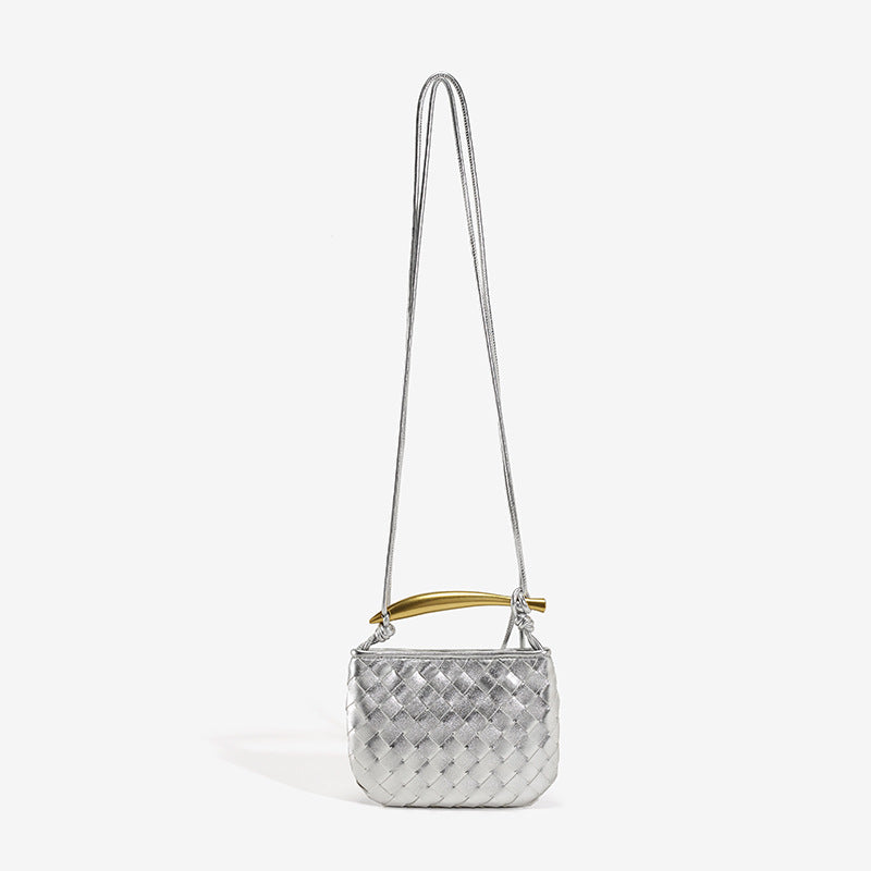 Spring Sier Sardine Soft Leather Woven Crossbody Bags