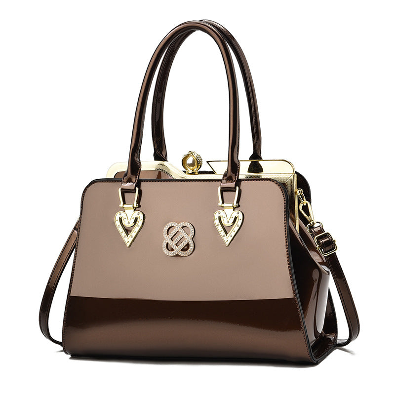Women's Trendy Large Capacity Shining Leather Steel Handbags