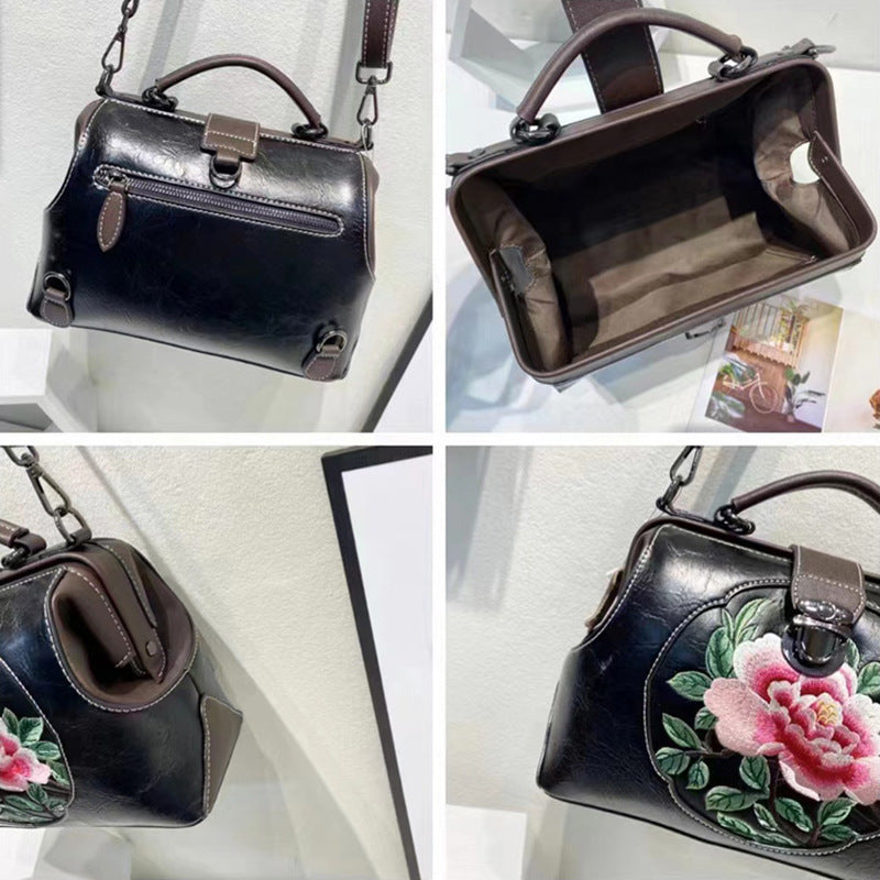Women's Retro Style Embroidery With Cheongsam Cotton Shoulder Bags
