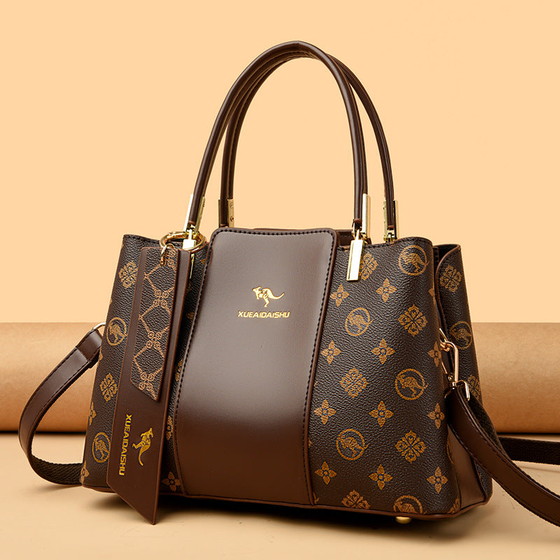 Women's Snow Love Kangaroo Winter Soft Leather Stitching Handbags