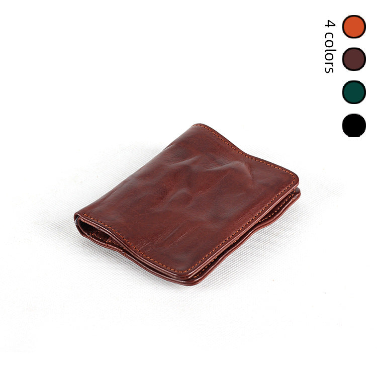 Leather Simple Retro Two-fold Short Multiple Slots Driving Ladies Wallets