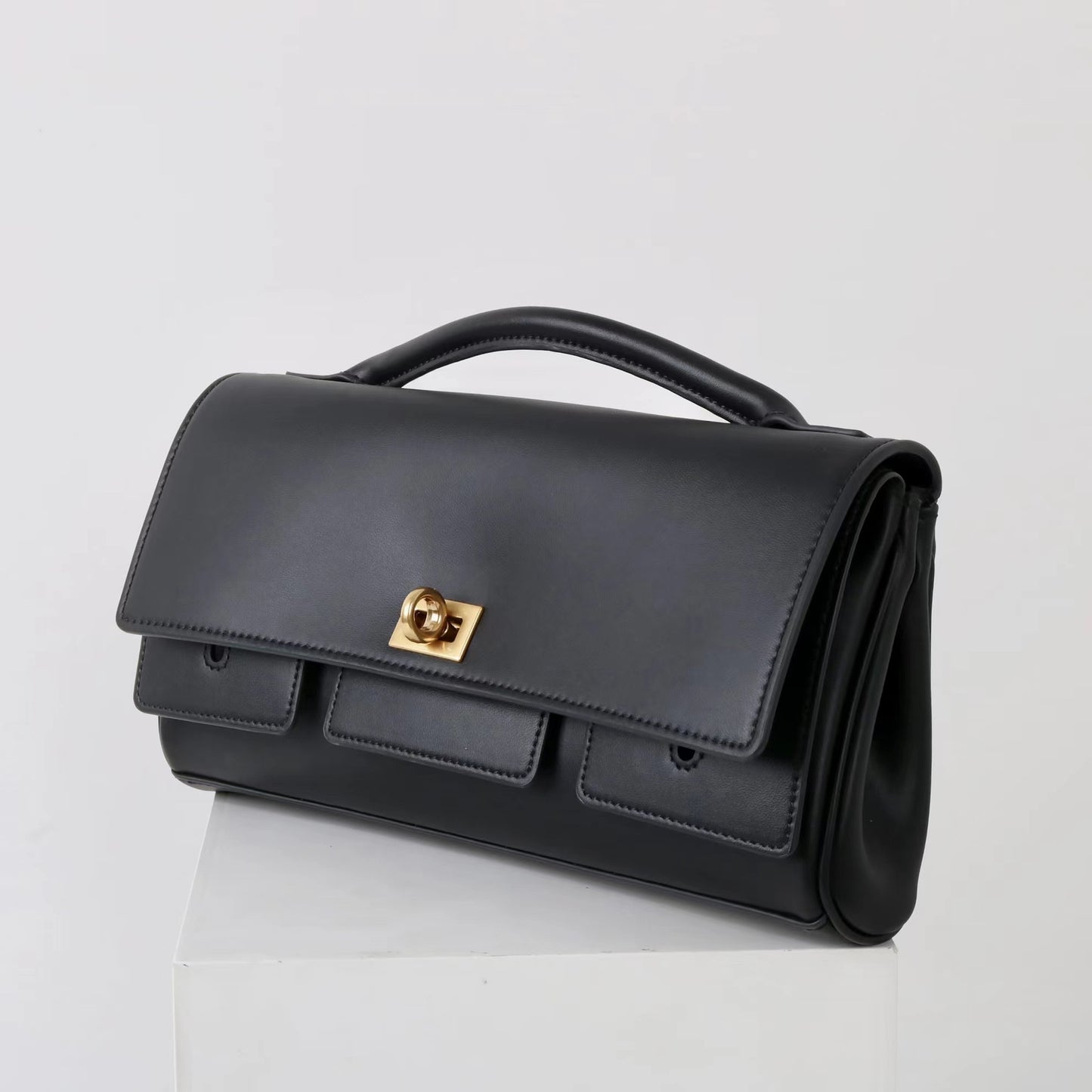 Cowhide Baguette Dinner Clutch Horizontal High-grade Handbags