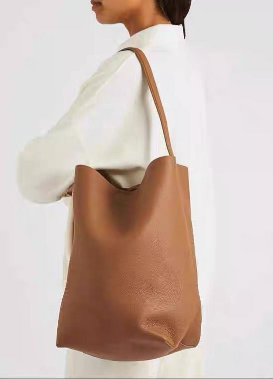 Trendy Simple Large Capacity First Layer Soft Cowhide Bags