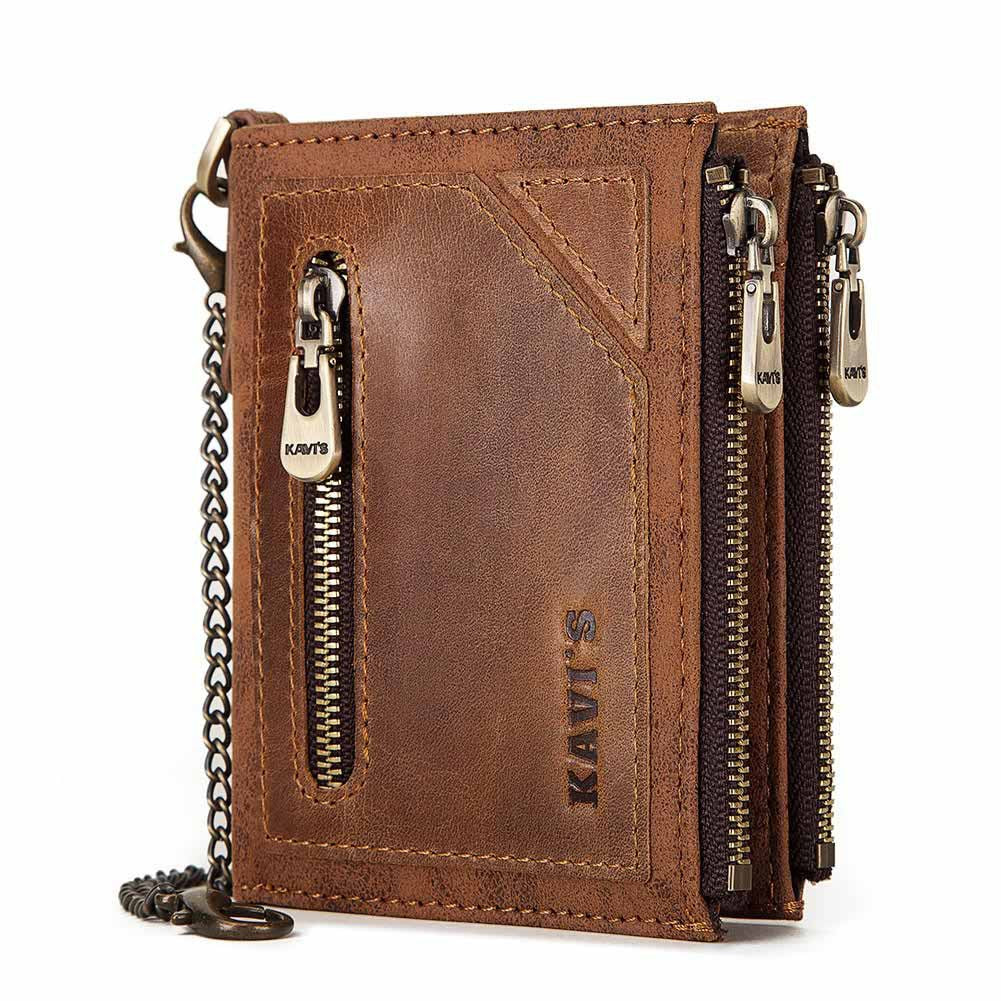 Man Swiping First Layer Cowhide Credit Men's Wallets