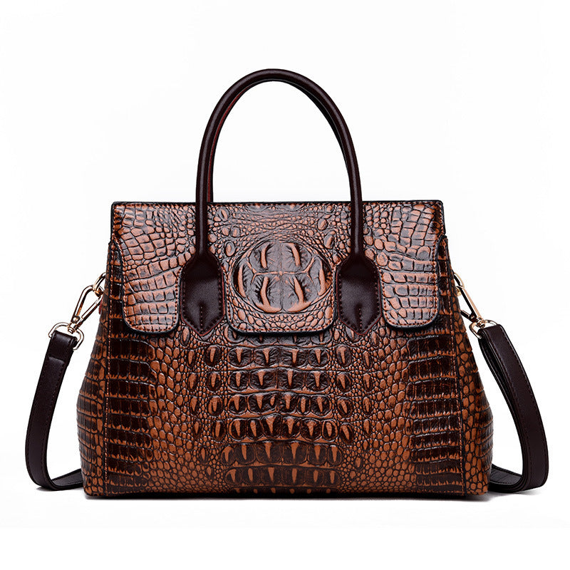 Women's Charming Trendy Crocodile Pattern Big Handbags