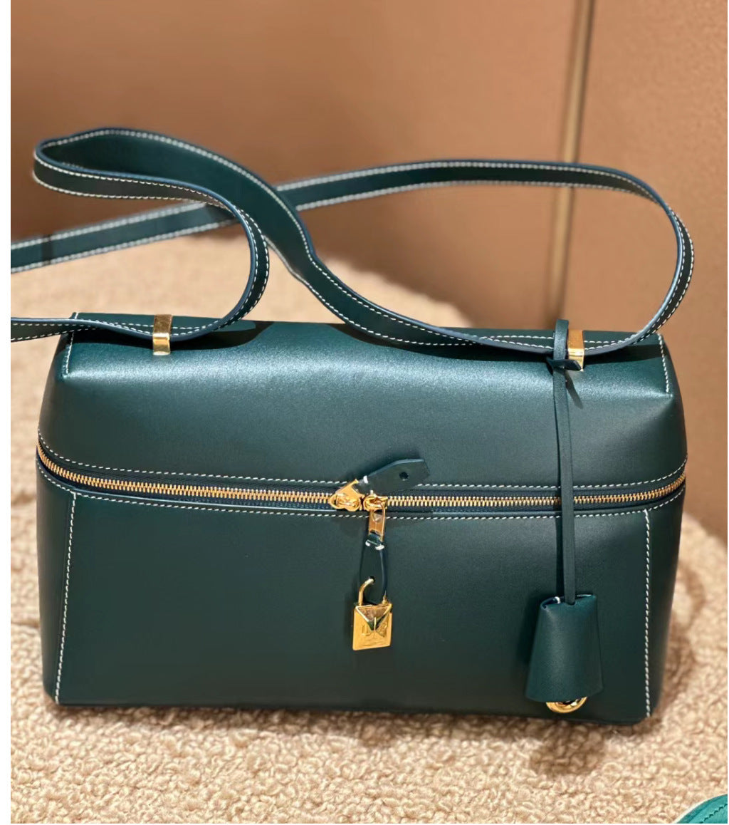 Vintage Cowhide Box Lunch Sheath Large Handbags