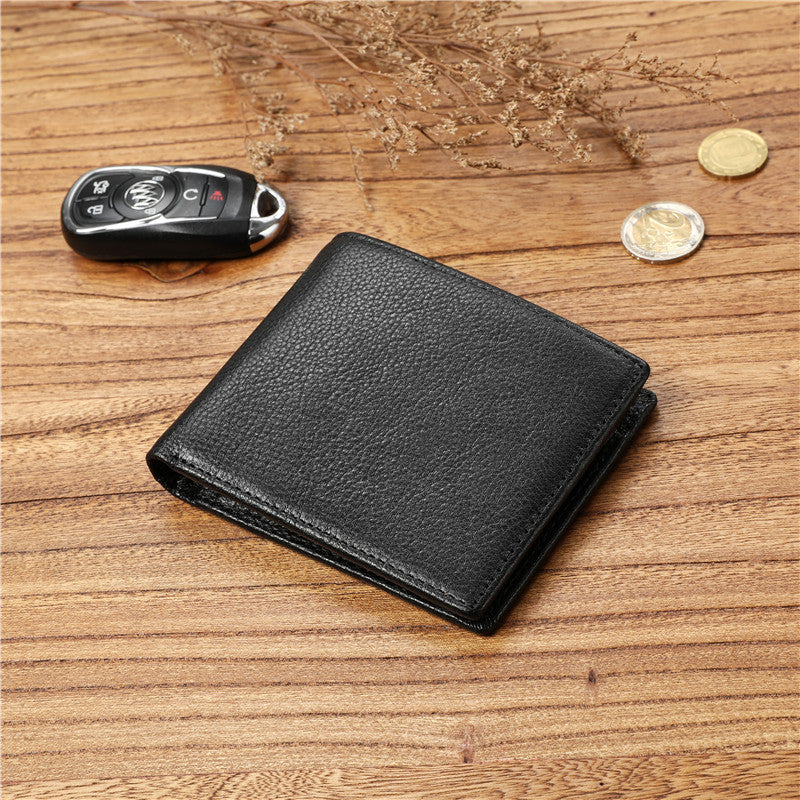 Men's Layer Cowhide Short Green Leather Driving License For Men's Wallets
