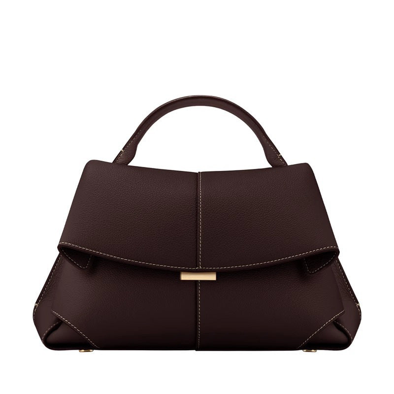 Women's Genuine Leather French Design Fashion Pleated Handbags