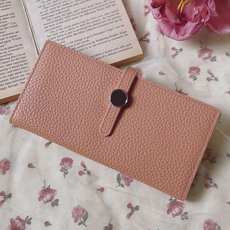 Women's Simple Genuine Cattlehide Leather Surface Multiple Ladies Wallets