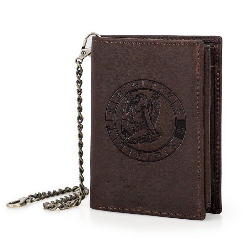 Men's Man Retro Crazy Horse Vertical Twee Men's Wallets