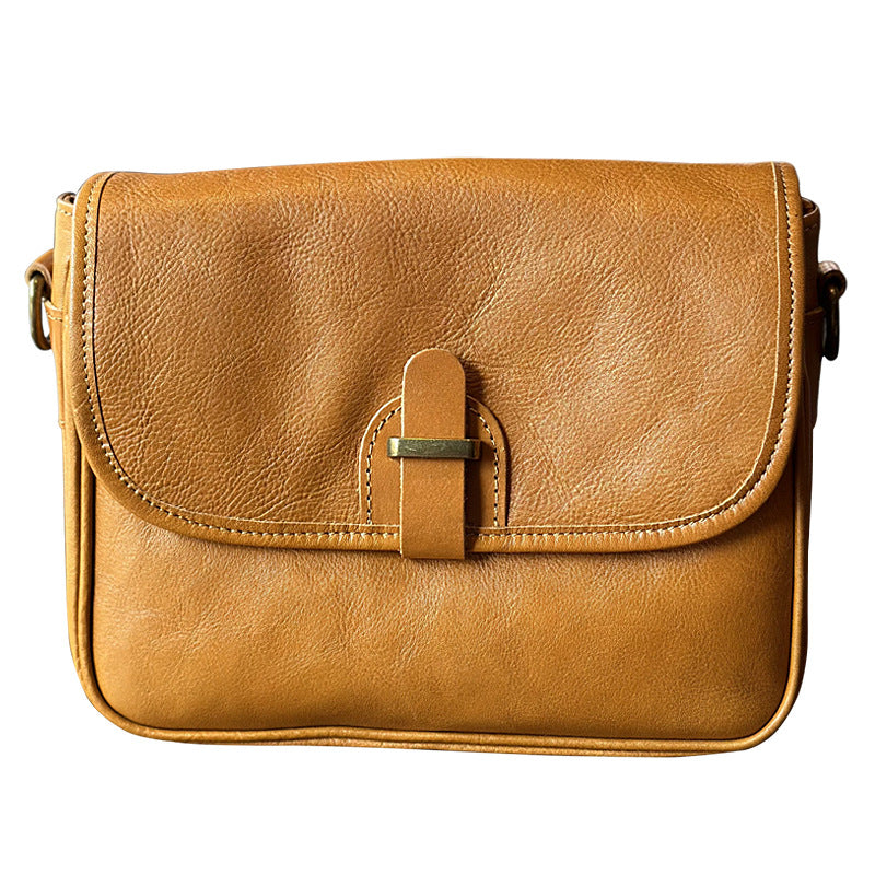 Women's Retro Fashion Vegetable Tanning Leather Ribbon Crossbody Bags