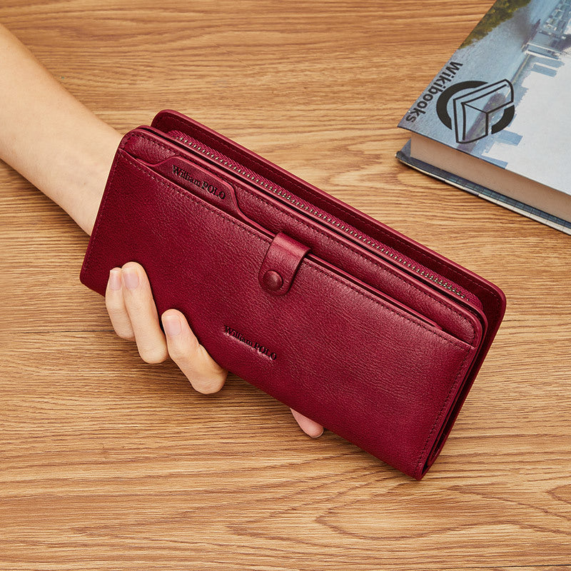 Women's Paul Long First Layer Cowhide License Ladies Wallets