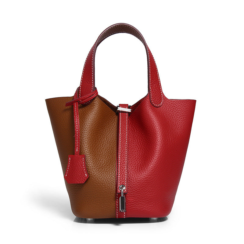 Women's Trendy Color Matching Vegetable Basket Large Capacity Handbags