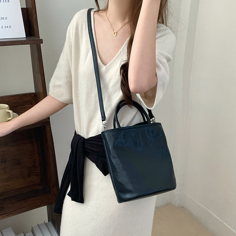 Women's Vegetable Tanning Leather Portable Niche Genuine Handbags