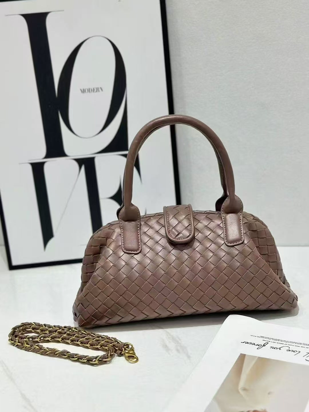 Women's Classic Retro Style Woven Bowling Simple Bags