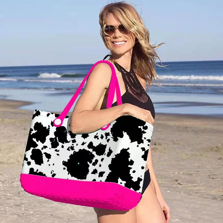 Women's Hole Beach Storage Big Printing Basket Handbags
