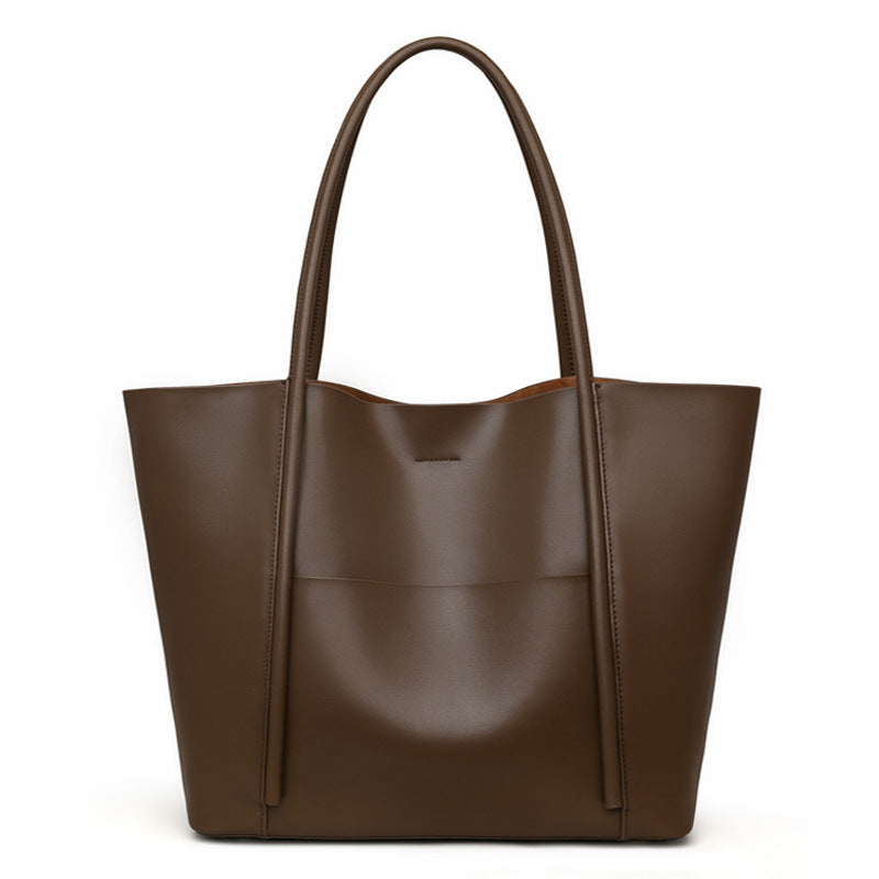 Women's Cowhide Big Large Capacity Versatile Simple Shoulder Bags