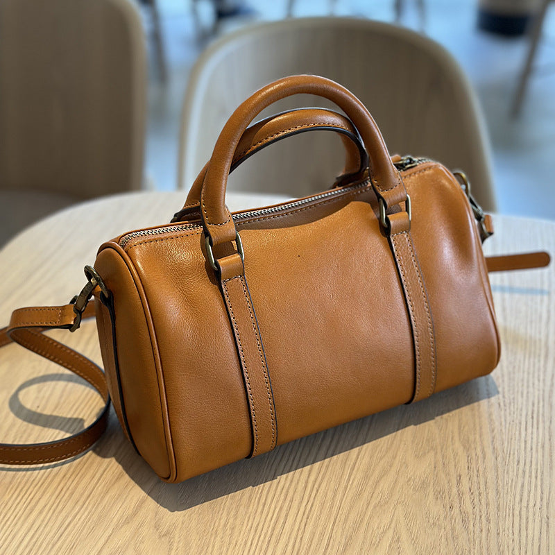 Women's Autumn Genuine Leather Pillow Minimalist Vegetable Handbags