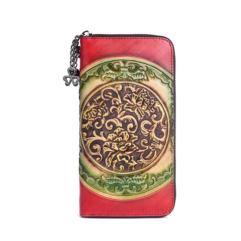 Embossed Vintage Ethnic Style Clutch Top Ladies Wallets