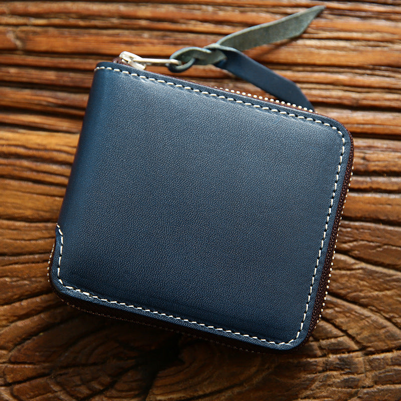 Men's Vintage Zipper Multifunctional First Layer Short Men's Wallets
