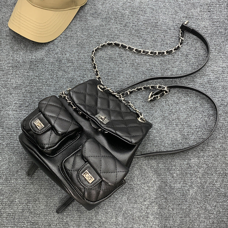 Women's Western Style Chain Rhombus Simple Trendy Backpacks