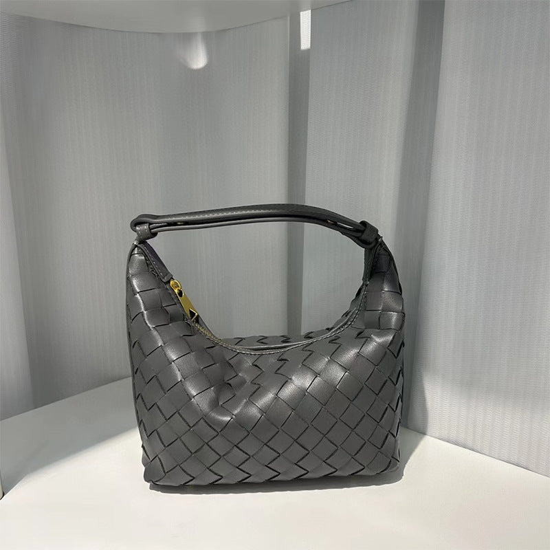 Women's Lunch Box Underarm Genuine Leather Woven Handbags