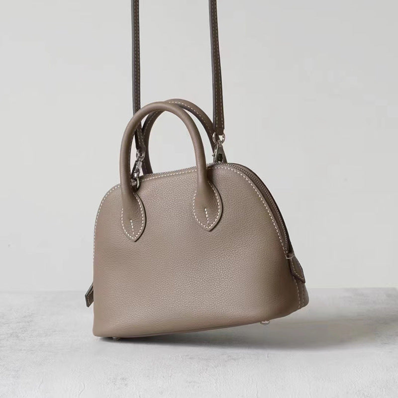 Half Wax Line Cowhide Mini Bowling Little Shell Crossbody Bags