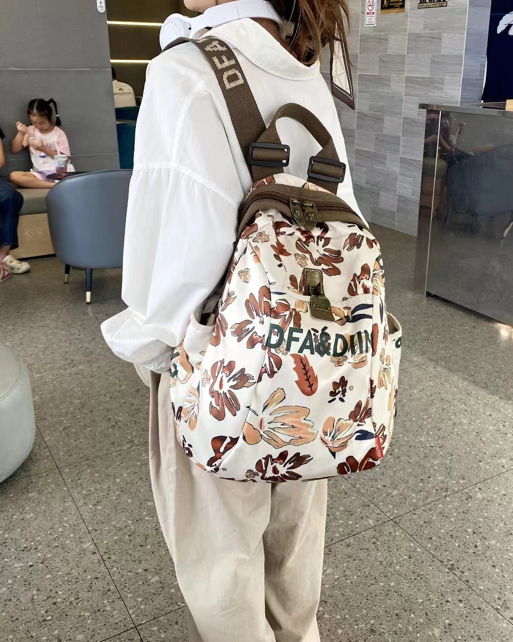 Women's Ink Printing Gold Fashion Waterproof Oxford Backpacks