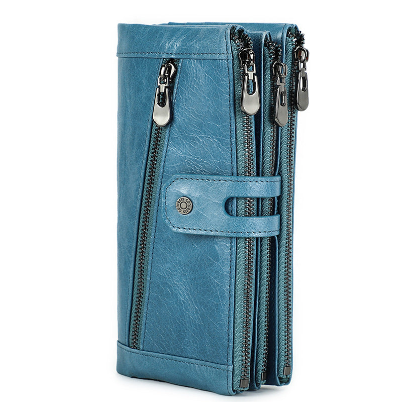 Women's Comfortable Black Angel Swiping Leather Ladies Wallets