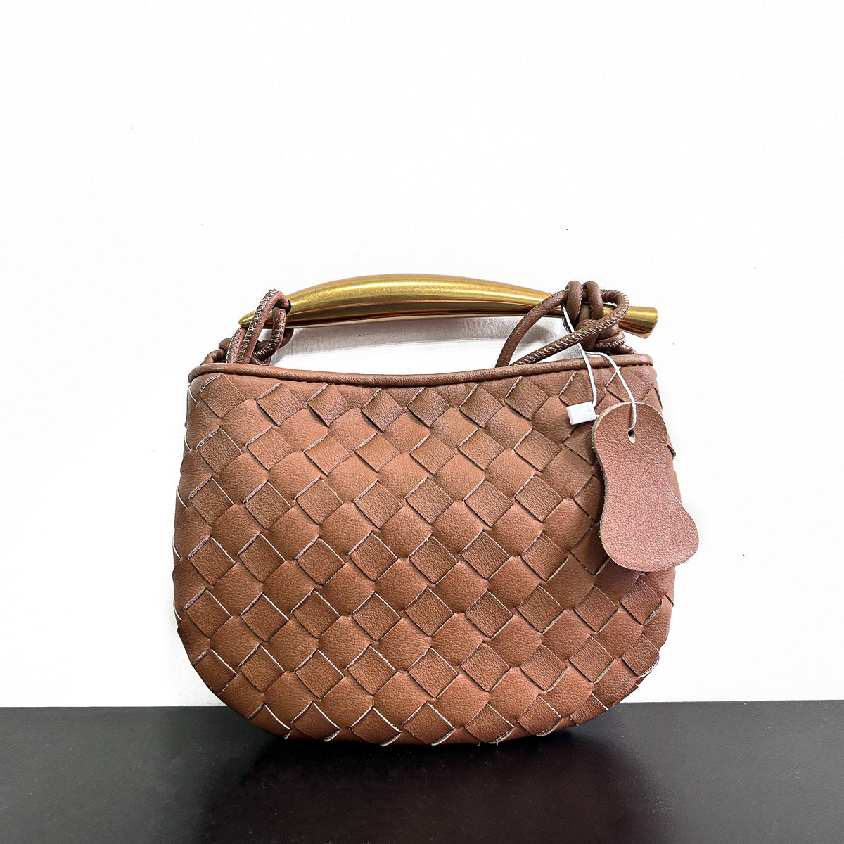 Women's Designer Woven Metal Advanced Dumpling Genuine Shoulder Bags