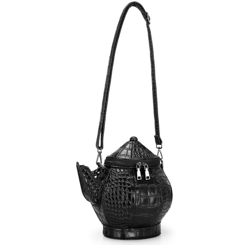 Women's Crocodile Pattern Creative Chinese Style Teapot Shoulder Bags
