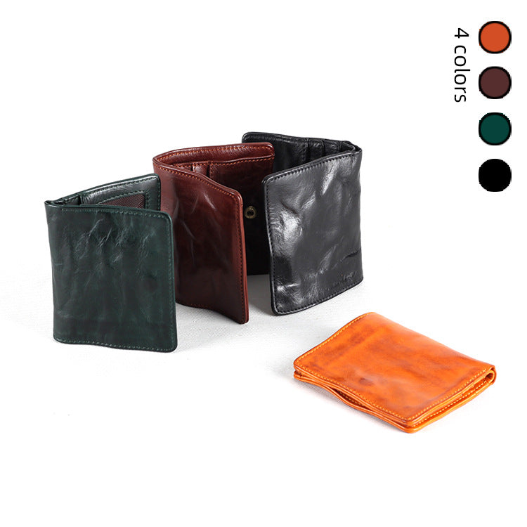 Leather Simple Retro Two-fold Short Multiple Slots Driving Ladies Wallets