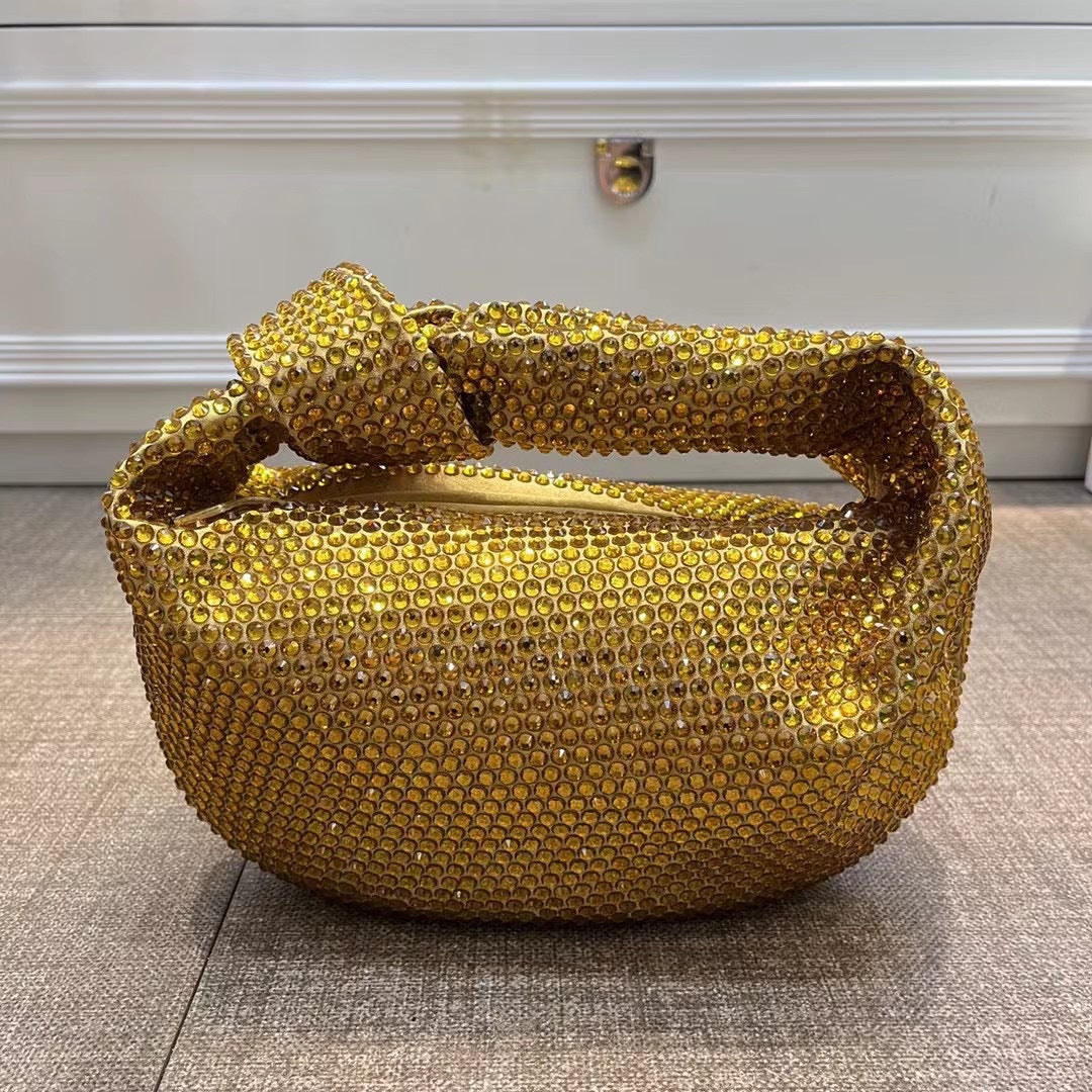 Women's Knotted Crystal Stylish Good Texture Portable Handbags