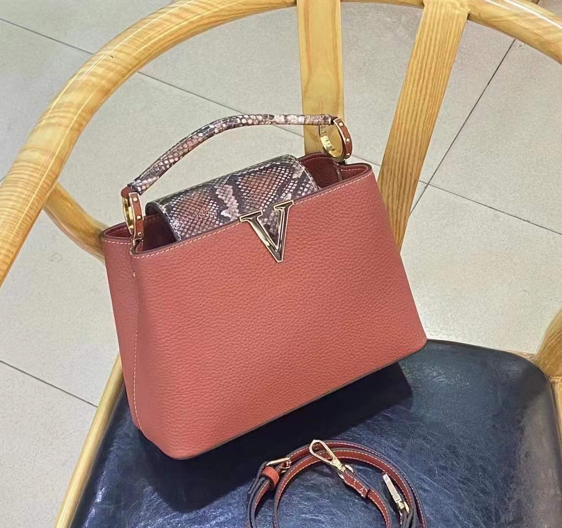 Women's Genuine Leather Fashion Top Layer V Handbags