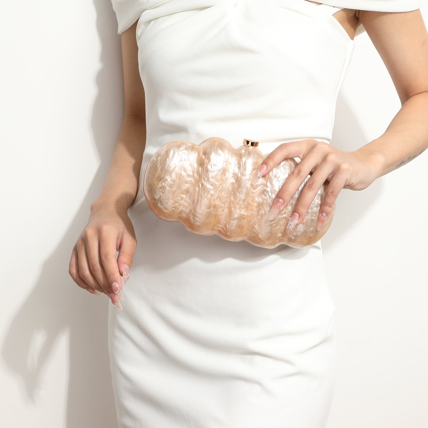 Dinner Clutch Romantic Aura Shell Caterpillar Evening Bags