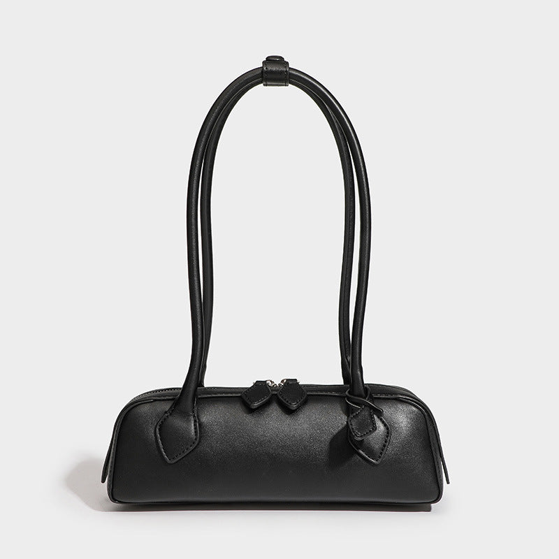 Women's Cowhide French Style Sausage Retro Underarm High Shoulder Bags