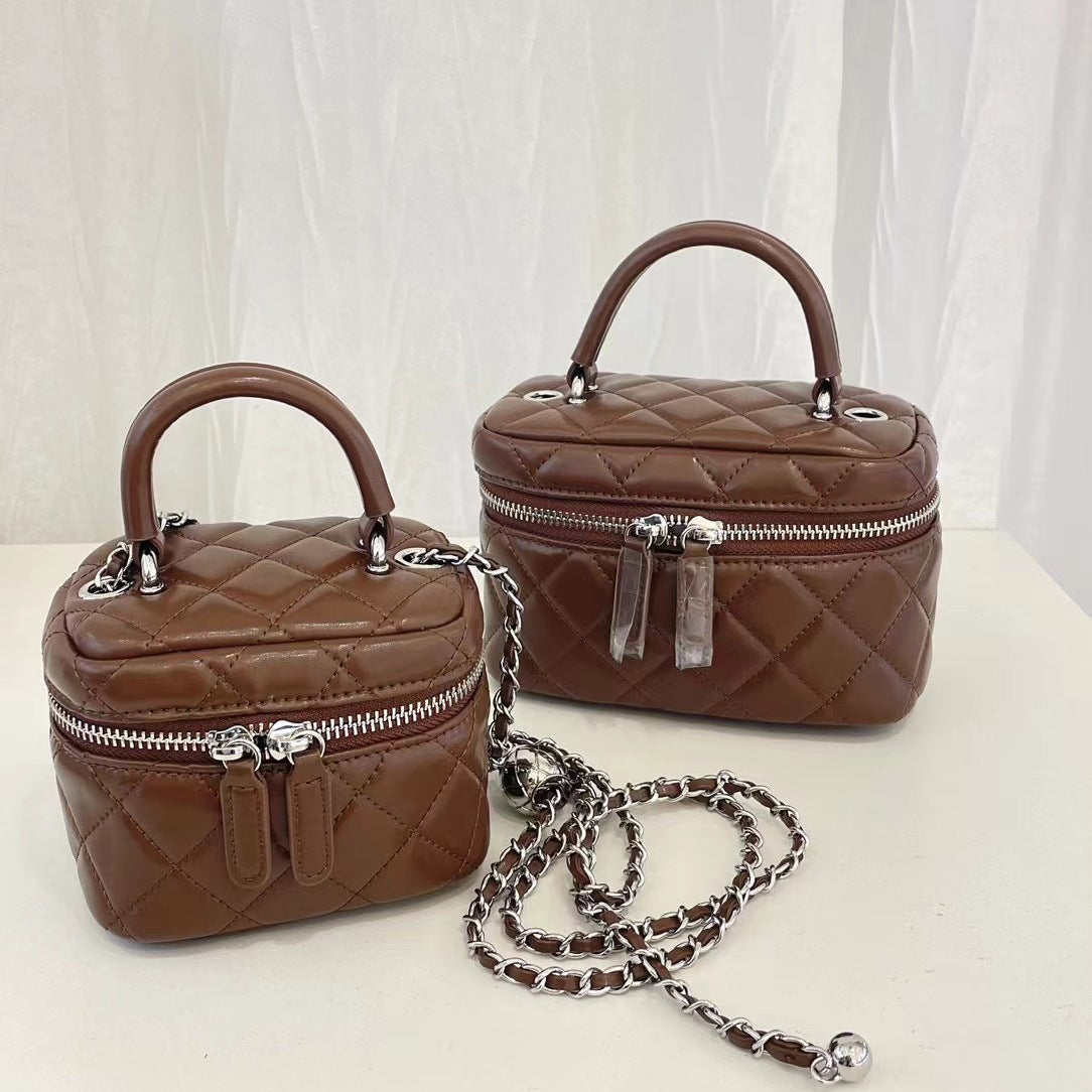 Women's Genuine Leather Style Chain Rhombus Box Crossbody Bags