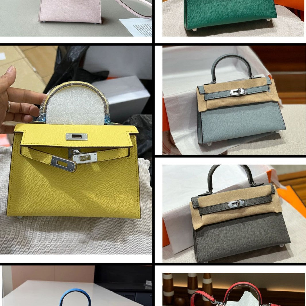 Women's Second Generation Palm Print Kelly Leather Fashion Pouches Mini Shoulder Bags