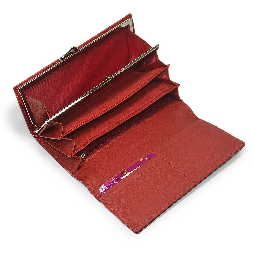 Women's Magnetic Snap Patent Leather Long Multiple Ladies Wallets