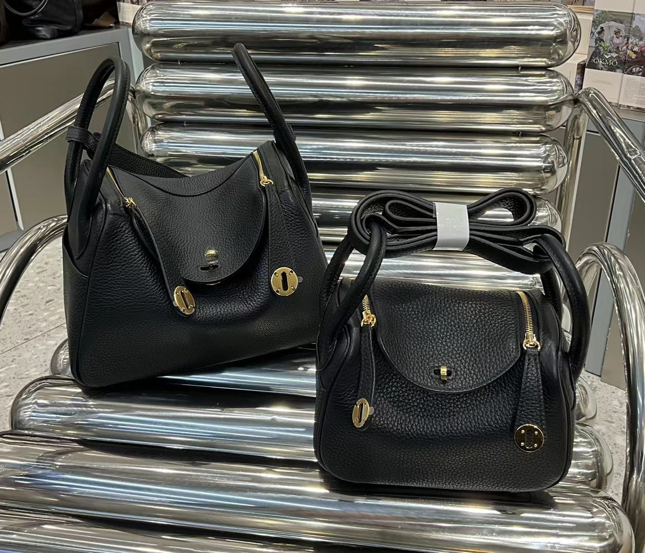 Women's Cowhide Lindy Litchi Pattern High Quality Shoulder Bags