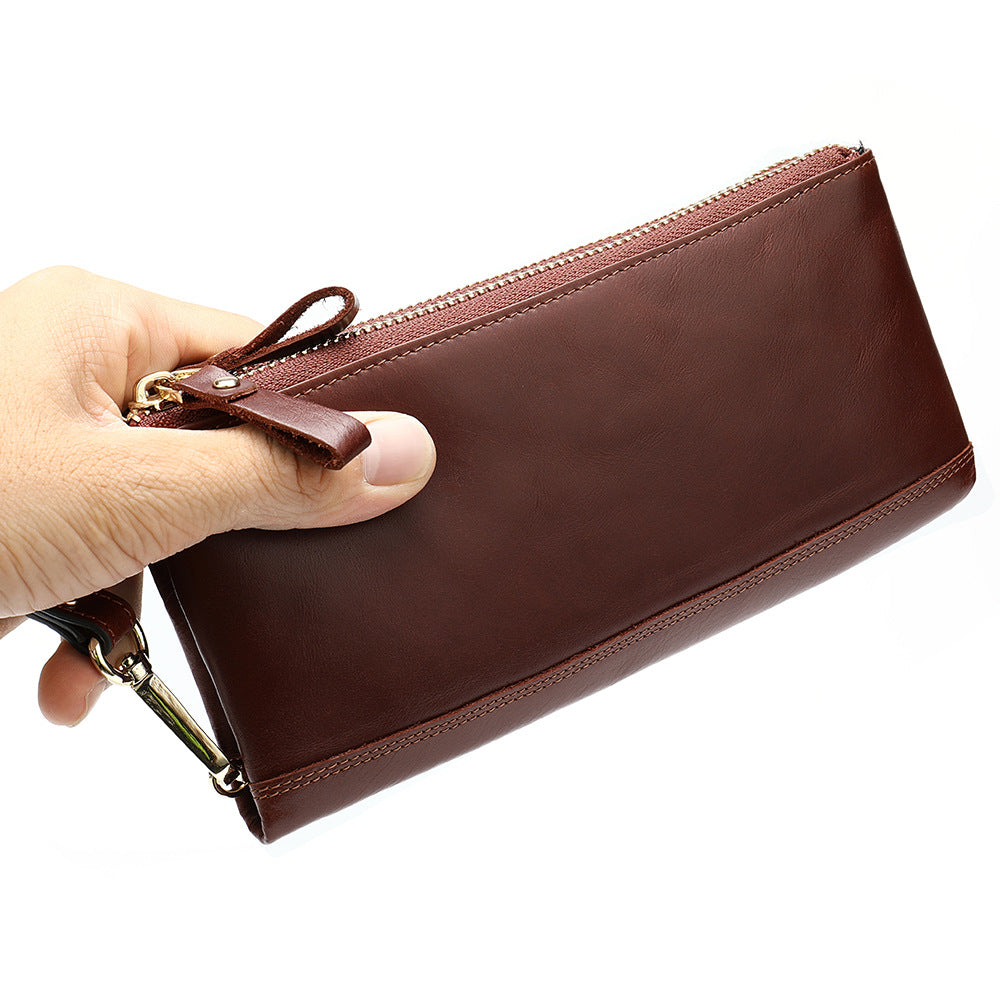 Men's Real Leather Long Portable Versatile Clutch Purses