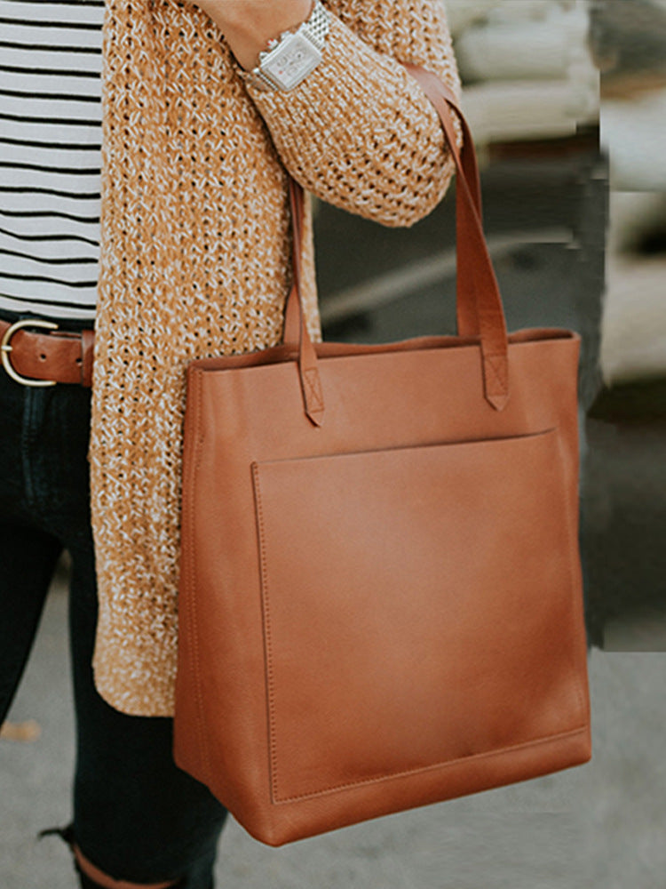 Women's Zipper Simple Top Layer Cowhide Leather Handbags