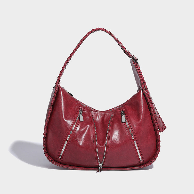 Women's Woven Portable Retro Underarm High-grade Pleated Handbags