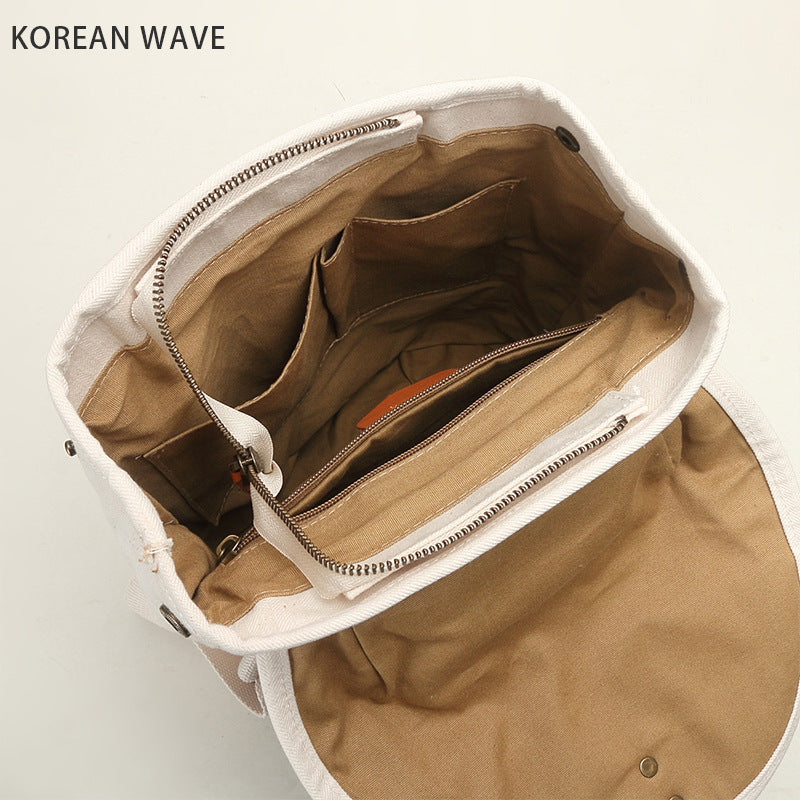 Women's & Men's & Canvas Leather For Solid Color Backpacks