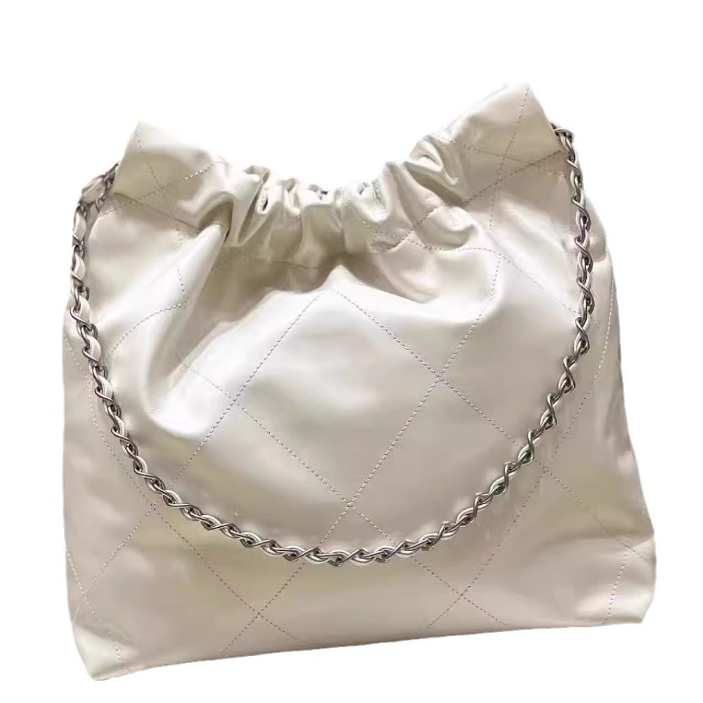 Women's Garbage Cowhide Classic Style Rhombus Chain Shoulder Bags