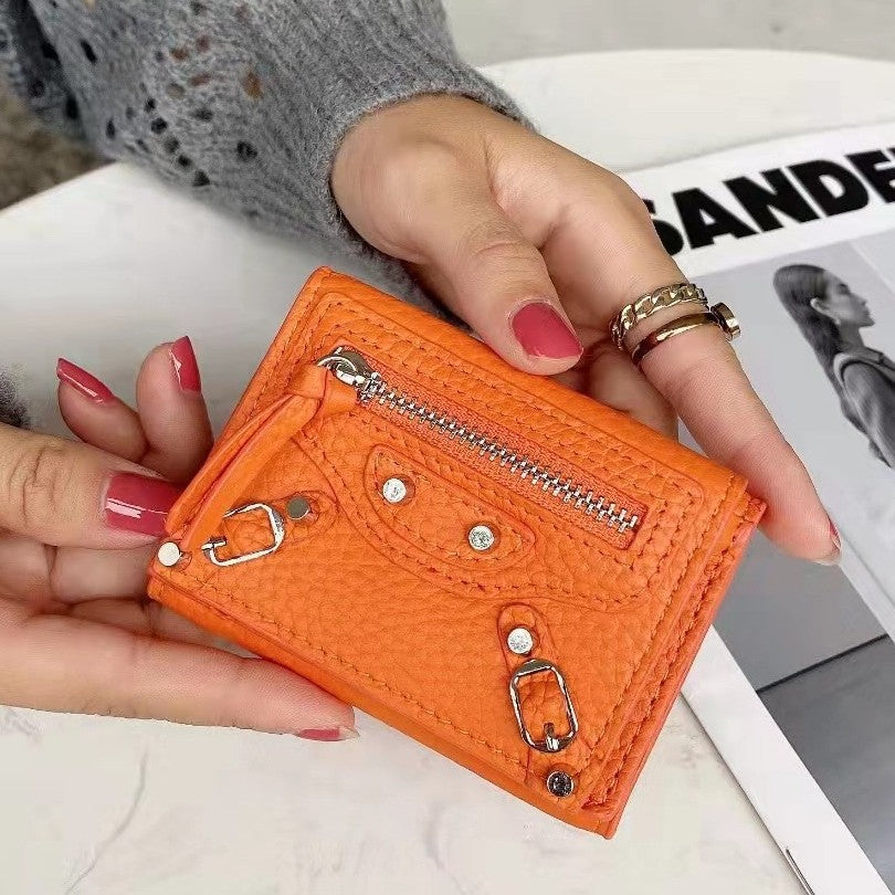 Women's Trend Short Thin Soft Leather Clamp Ladies Wallets