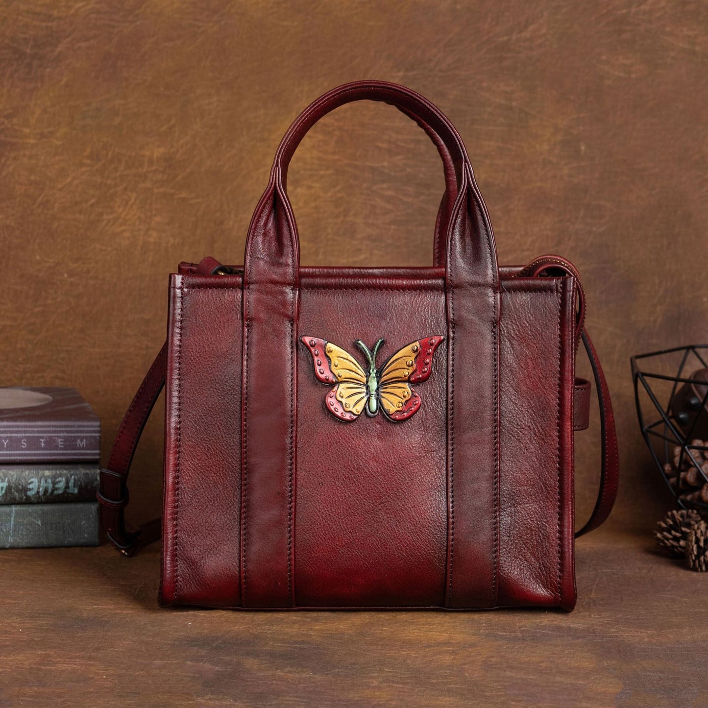 Top Layer Cowhide Chinese Style Retro Crossbody Bags