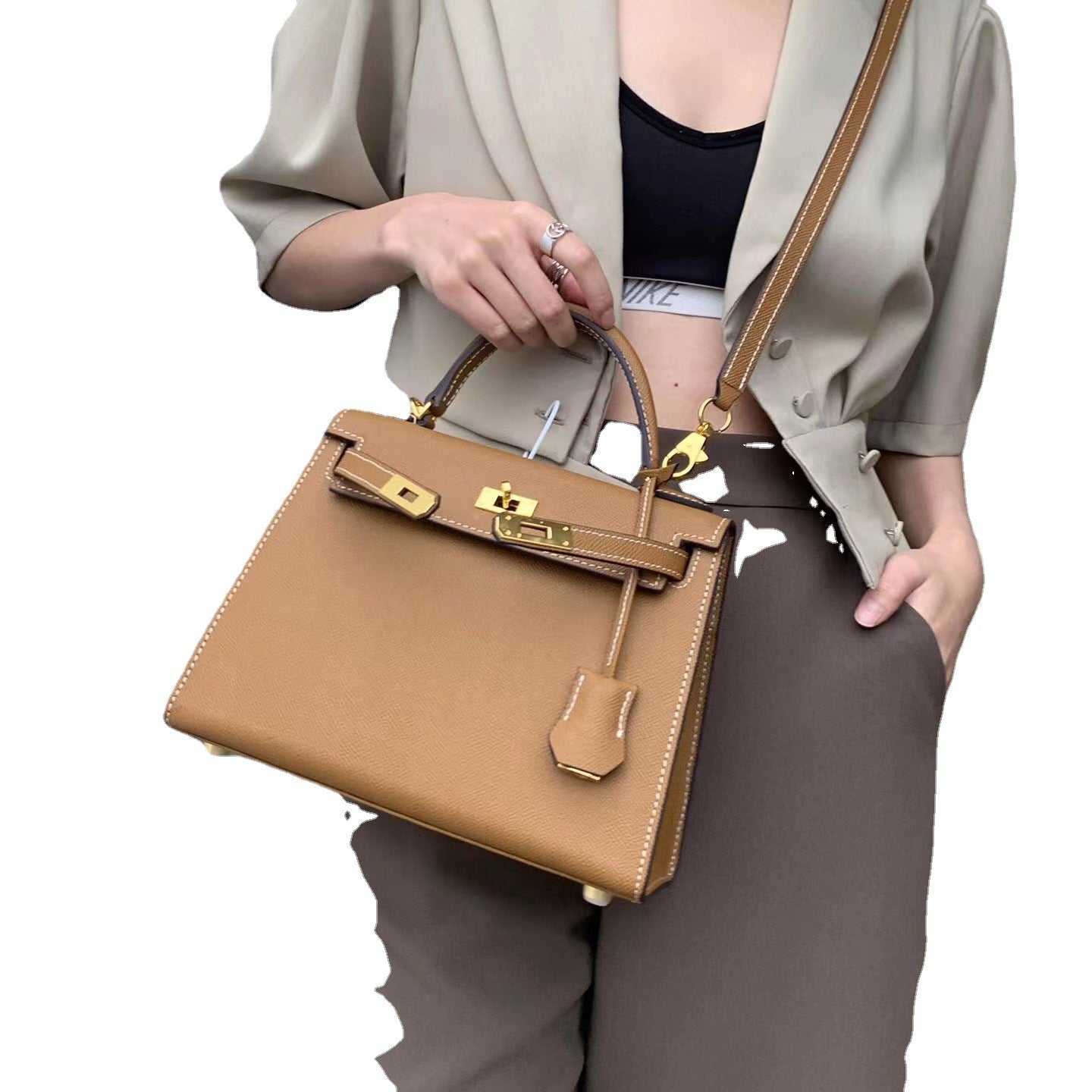 Women's Palm Print Genuine Leather Second Generation Handbags