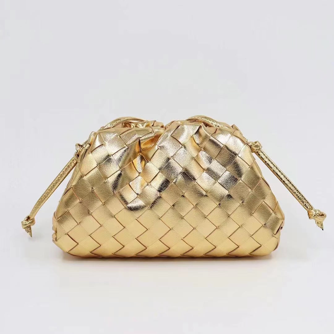 Women's Authentic Leather Weave Pleated Cloud Soft Cow Single Crossbody Bags